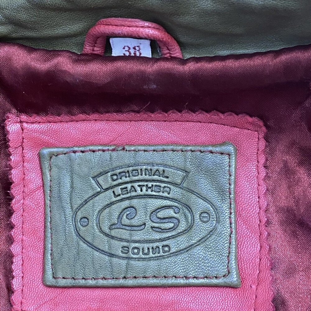 Vintage 90"s LS Sound Original Leather Jacket Rose Pink 41” Chest M/L Size 38 - Picture 6 of 12